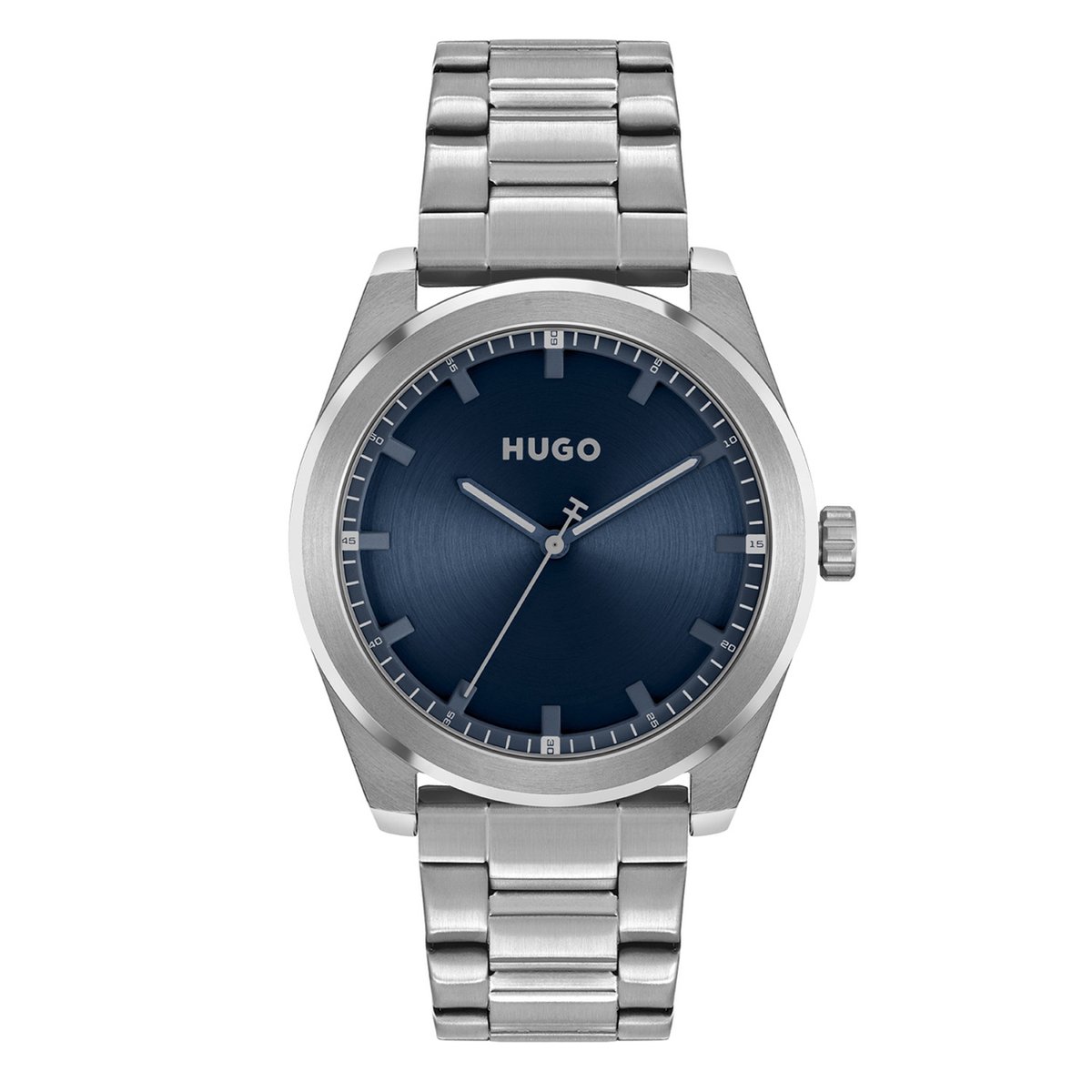 HUGO HU1530361 #BRIGHT Heren Horloge - Mineraalglas - Staal - Zilverkleurig - 42 mm breed - Quartz - Vouw-Vlindersluiting - 5 ATM (douchen)