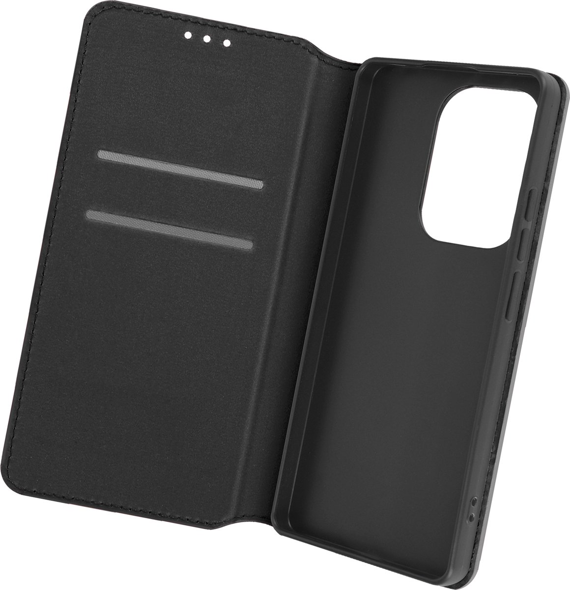 Avizar Foliohoes Geschikt voor Xiaomi Redmi Note 13 Pro 4G Multifunctioneel, Zwart