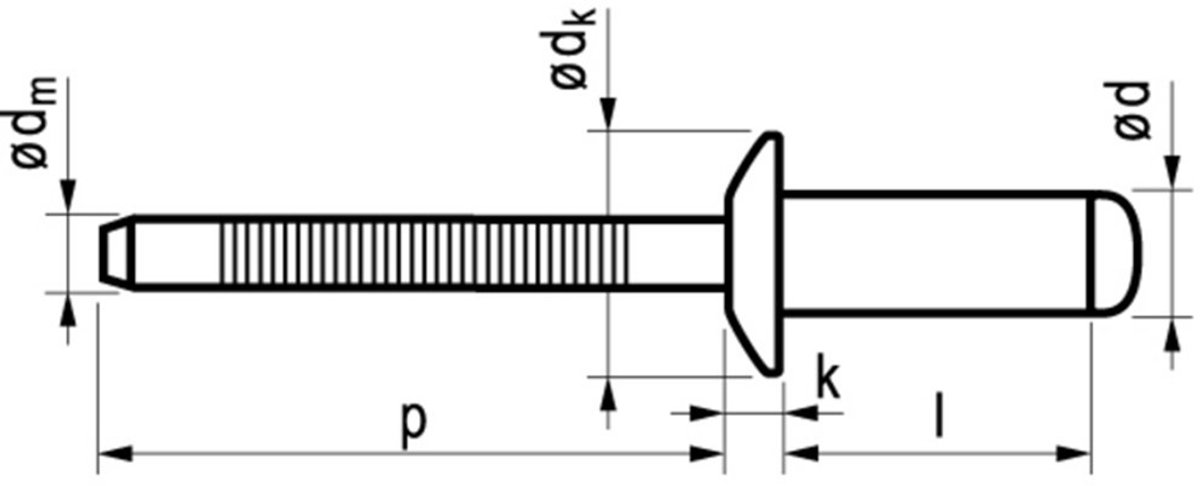 Masterfix blindklinknagel 4,8x12mm RVS (Per 500 stuks)