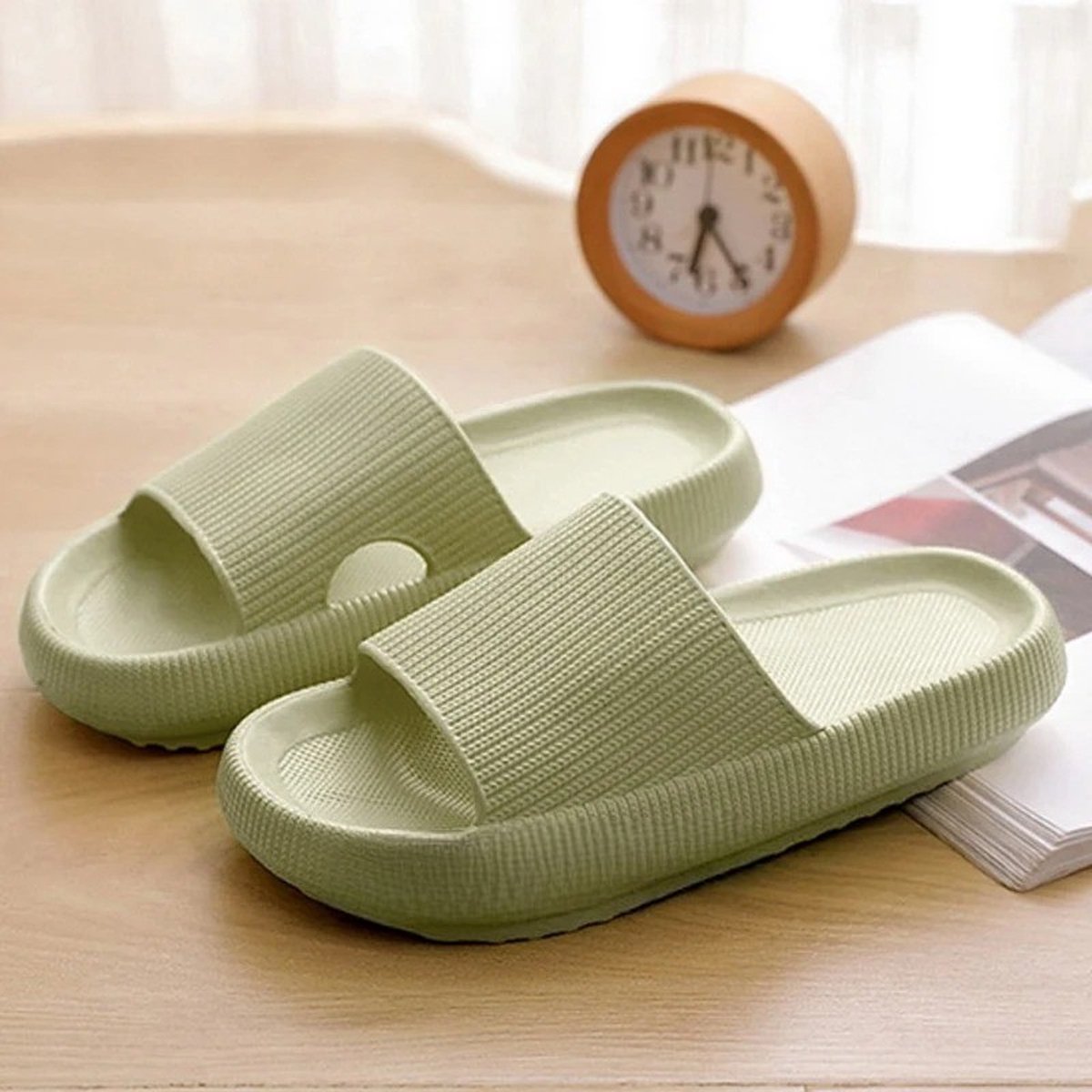 Klikkopers® - Cloud Slides - Slippers - Badslippers - Sloffen - Verdikte - Lichtgewicht - Super Zacht aan je Voeten - Anti-Slip - Groen - 40-41