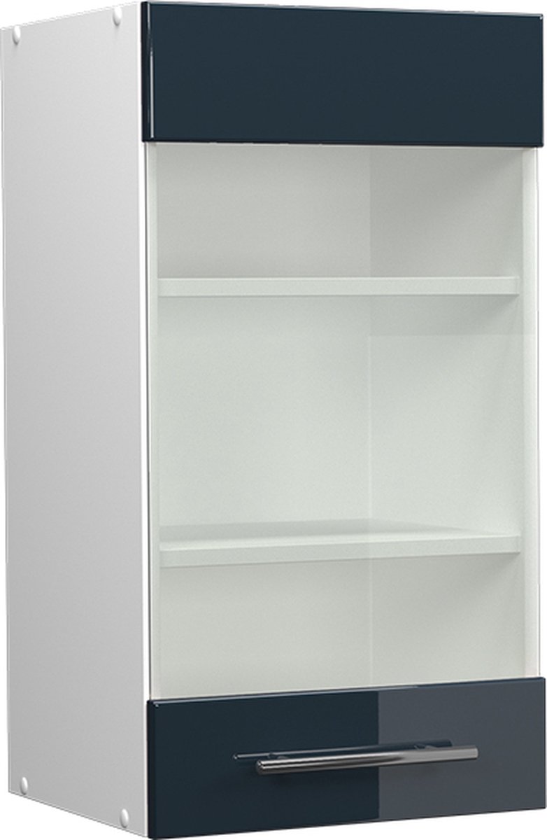 Vicco Fame-Line Glazen keukenkast – 40 cm Donkerblauw hoogglans Donkerblauw hoogglans/Wit