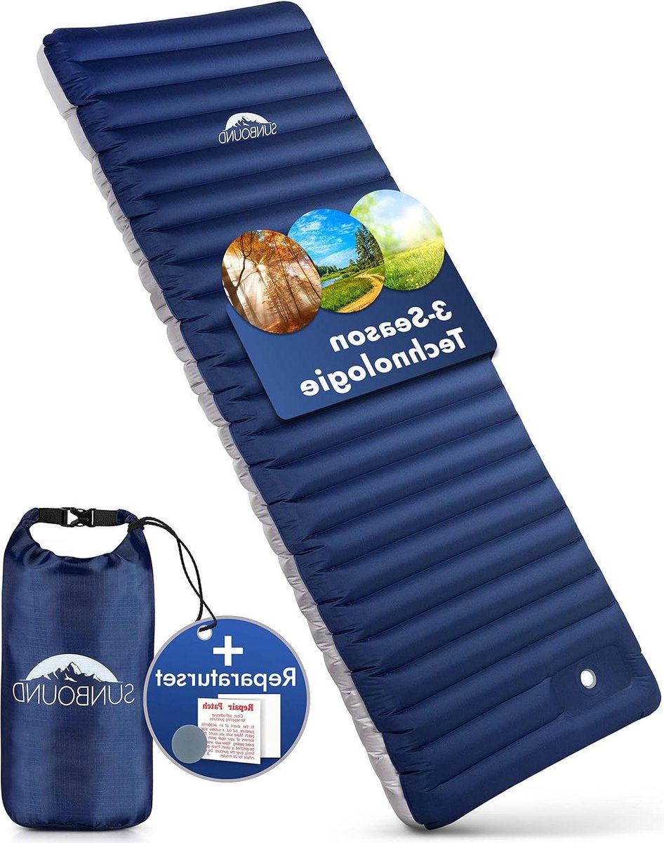 Inflatable Sleeping Mat with Insulation 12 cm Thick - Best Comfort Camping Mattress with Integrated Pump - Ideal for Camping Road Trips Outdoor Tents