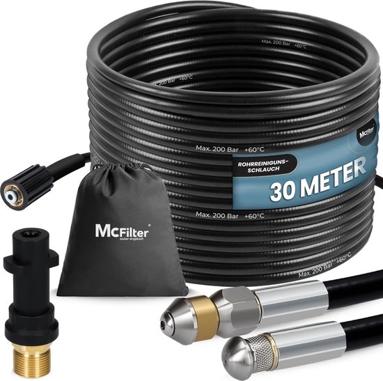 Tuyau Déboucheur Canalisation 10m - Compatible Karcher K2-K7 Et LAVOR - Buse Rotative Et Jet Arrière