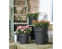 Elho Green Basics Top Planter 40 - Bloempot voor Buiten - Ø 39.0 x H 33.0 cm - Living black