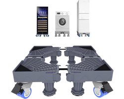 Wasmachine-voetstuk onderstel met 8 poten en 4 vergrendelbare wielen - 42-60 cm breed - hoogte 10-11 cm - platform voor wasmachine, droger, koelkast