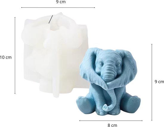 Foto: Zoezo kaarsmal olifant kaars mallen siliconen mal elephant zelf kaarsen maken gips epoxy gieten zeep maken