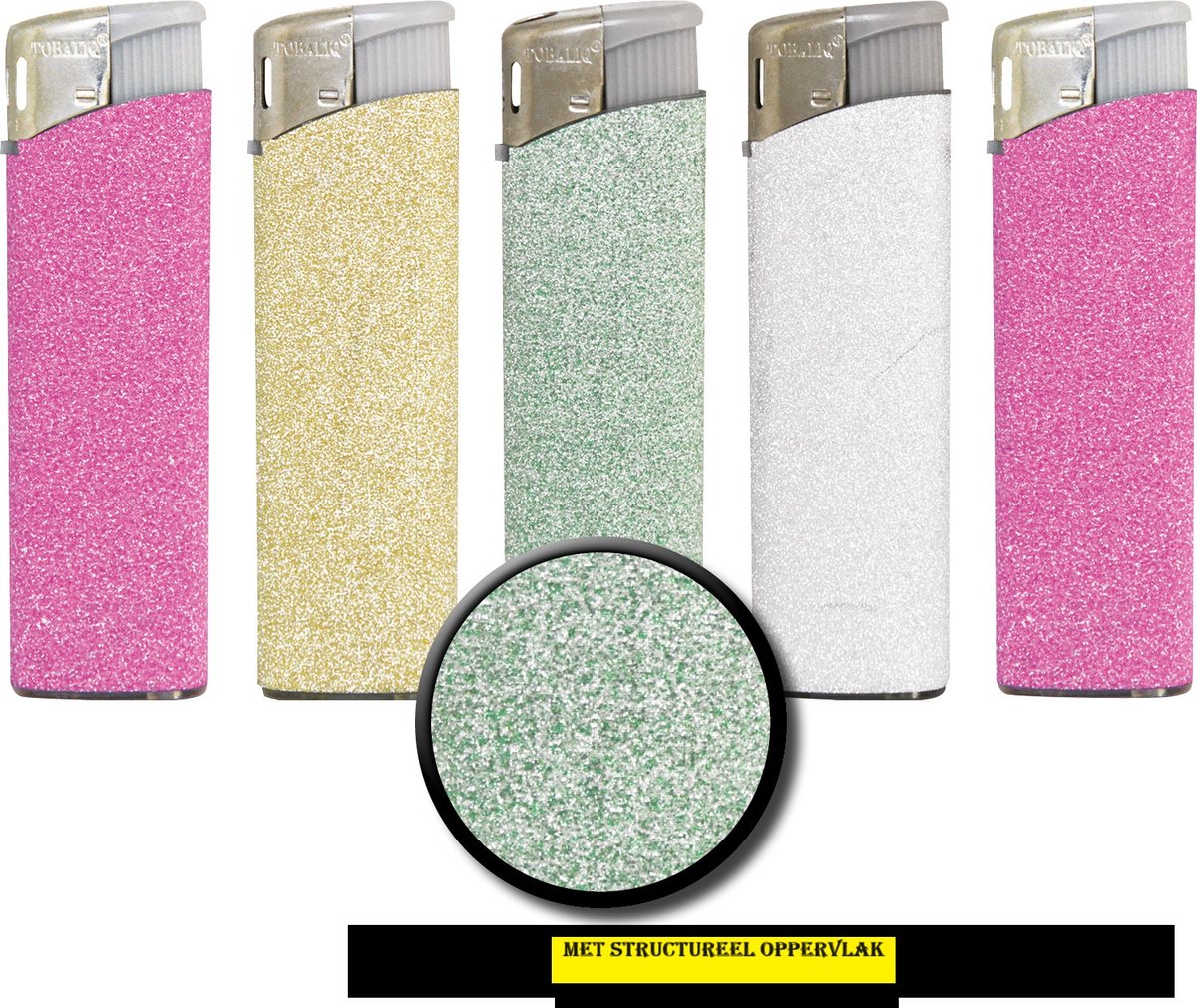 Goedkoopste Elektronische aansteker hervulbaar - Design Glitter Sand - Display 50 stuks - wegwerpaansteker - electronic lighter - klik aanstekers