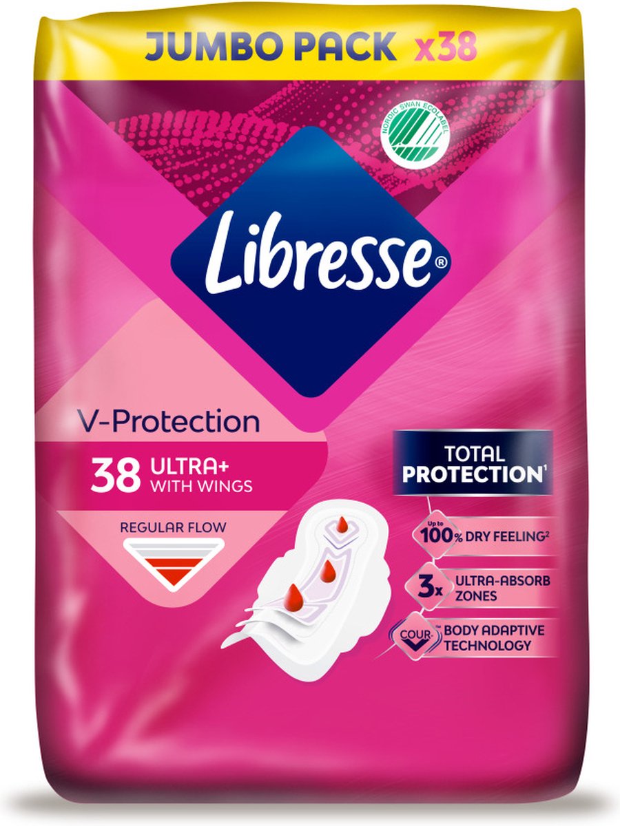Goedkoopste Libresse Ultra Regular Maandverband met vleugels - Jumbo Pack - 8 x 38 = 304 stuks