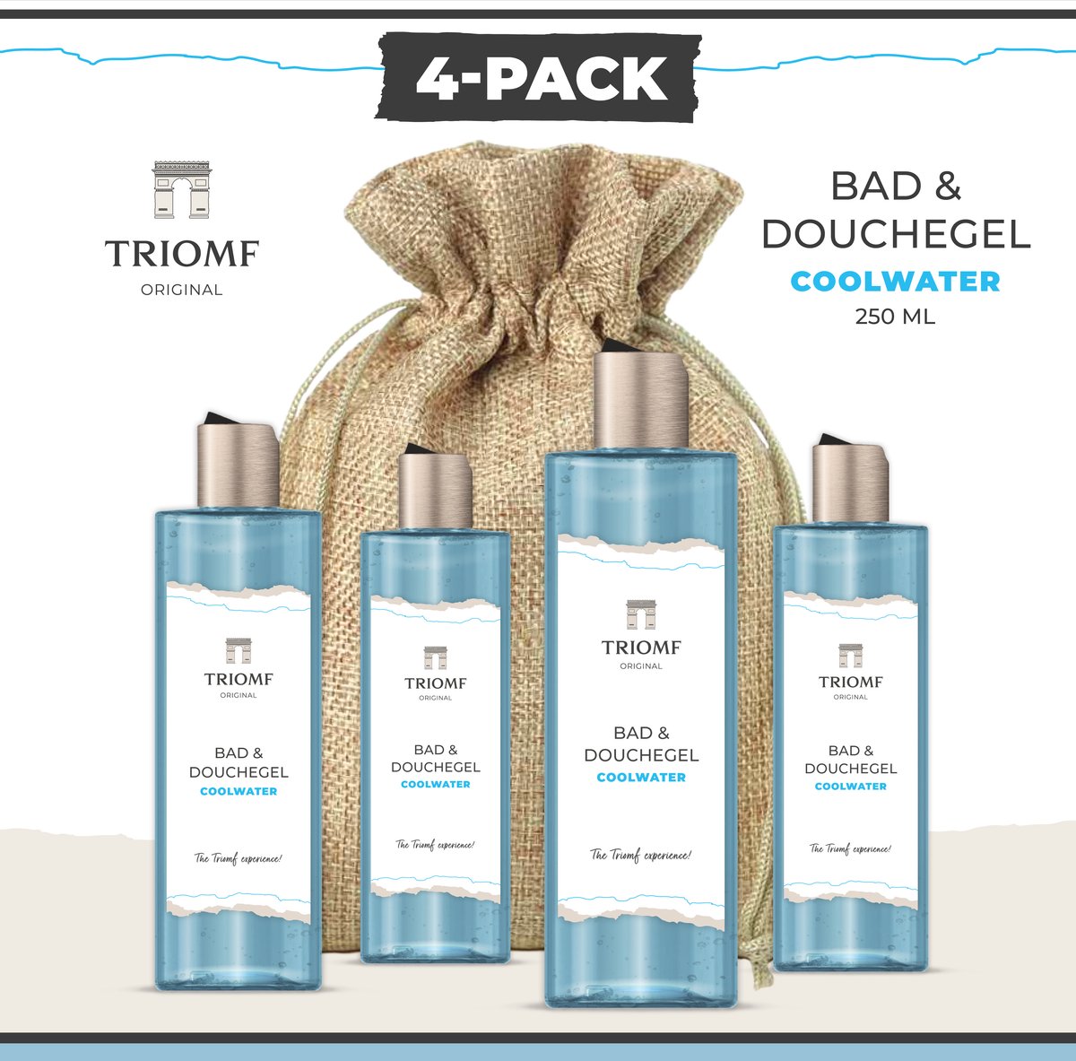 Deluxe Bad & Douchegel - Coolwater - 250 ML - 4 stuks - Triomf Cosmetica |