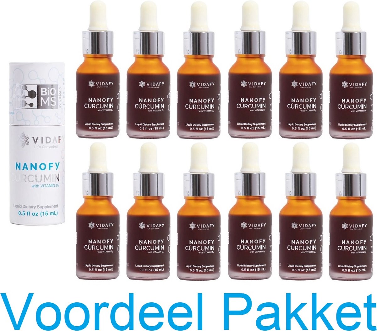 Goedkoopste Nanofy Curcumin 15ml Vidafy Voordeelpakket 12 in 1