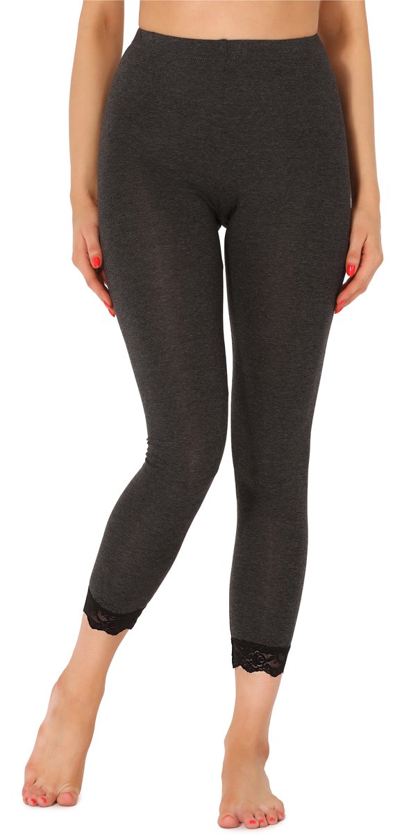 Merry Style MS-MS10-224-LE Dames Leggings met Kant - Sport - Vrijetijdsbroek - 7/8 Lengte - Viscose - Donker Gemêleerd - XXL