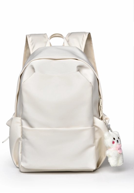 Foto: Without lemon unisex laptop rugzak school backpack studenten scholieren waterdicht geen accessoires meegeleverd creme wit