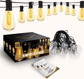 Homezie Lichtsnoer 15 meter met 25 grote LED bulbs | IP44 Spatwaterdicht | Warm wit | Koppelbaar & Dimbaar