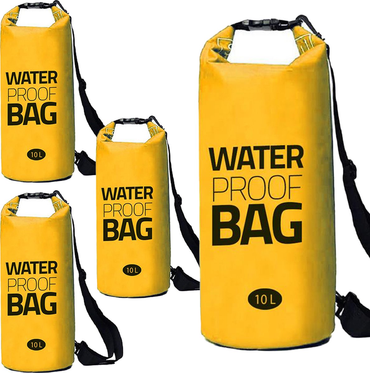 Eurocatch - Waterdichte - Dry Bag - Duffel Bag - Waterdichte Tas - Geel - 10 liter - 4 Stuks