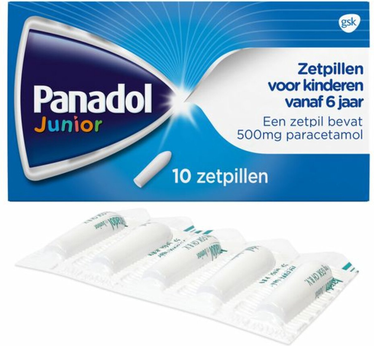 Goedkoopste Panadol Junior Paracetamol 500mg - 2 x 10 zetpillen