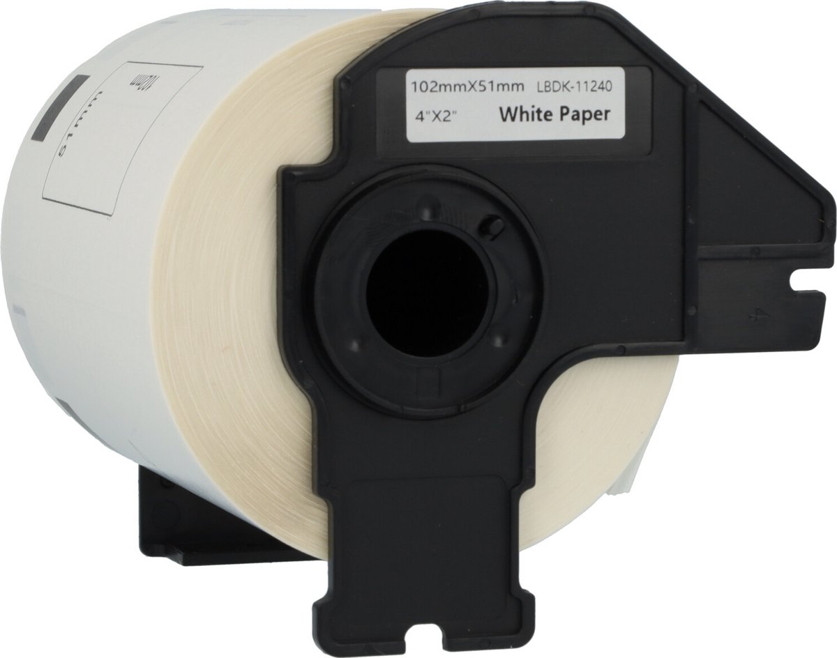Dappaz - 10 stuks Brother DK-11240 Compatible Label - 102 x 51 mm - Voorgestanst Label - 600 labels per rol - Geschikt voor de Brothers QL Labelprinters - Zwart op wit - Papier