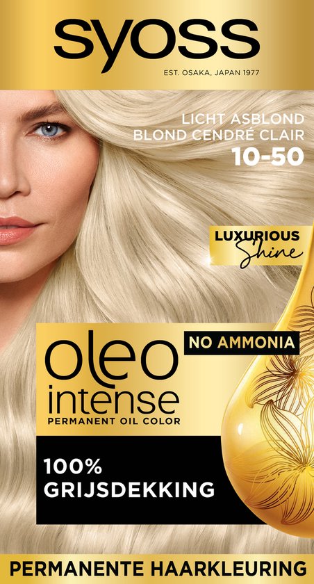 SYOSS Oleo Intense 10-50 - Haarverf - Permanente Haarkleuring - Licht Asblond - Langdurige Kleur - Professionele Grijsdekking - Zonder Ammoniak - 1 stuk