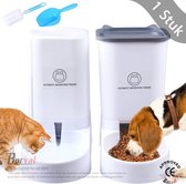Borvat® - Huisdierenvoeder - Droog Voedsel - Waterdispenser - Hond - Kat - Cat Feeder - 28x15x28cm - Wit