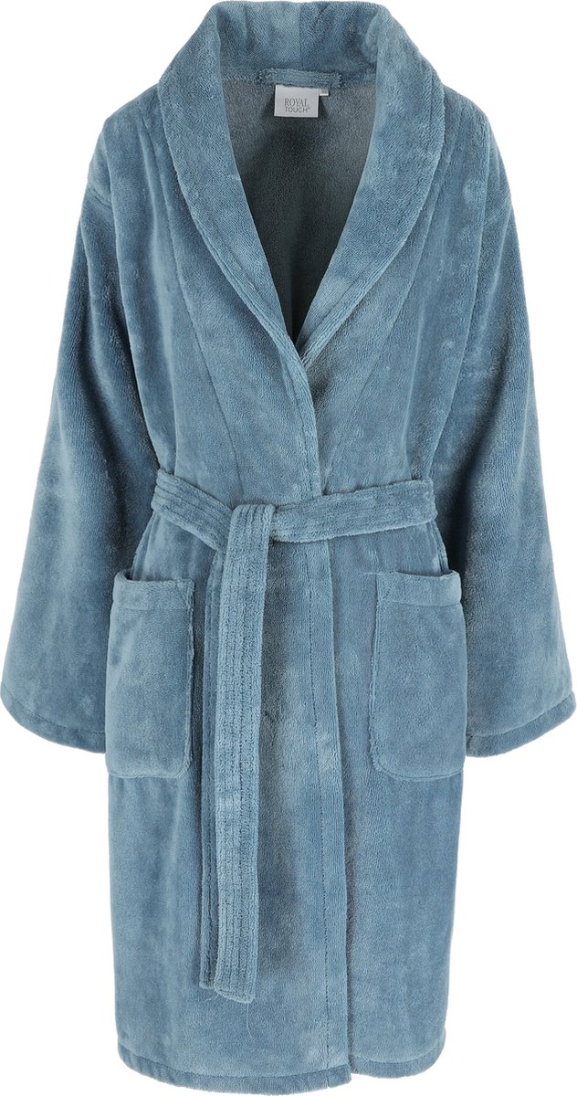 Casilin - Badjas Teddy voor Dames en Heren - Maat XXL - Sauna badjas Voor Volwassen - Met riem - Badstof, Fleece, Katoen - Absorberend - Wasmachinebestendig - Jeans, Blauw