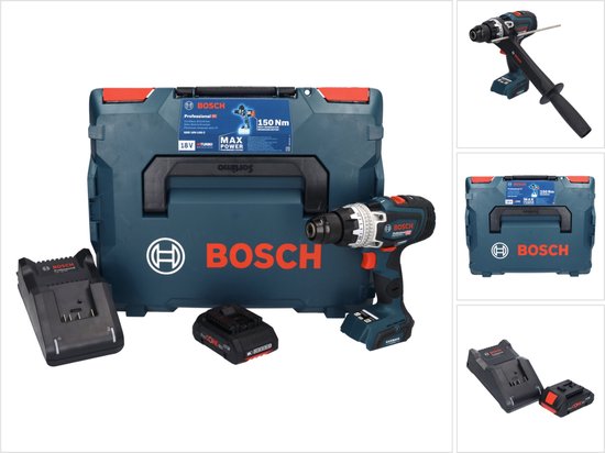 Bosch GSR 18V-150 C Professionele accuboormachine 18 V 150 Nm Biturbo Brushless + 1x ProCORE oplaadbare accu 4.0 Ah + lader + L-Boxx