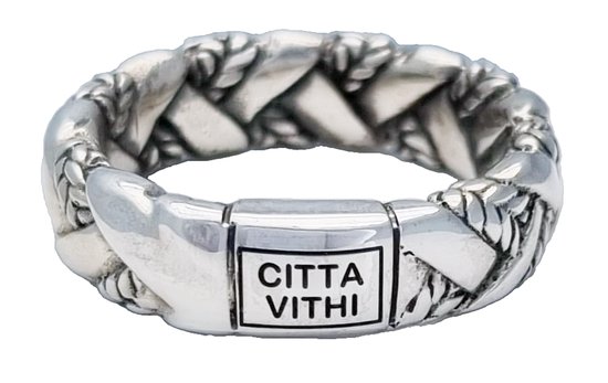 Zilveren CITTA VITHI Buddha Ring- zeg "JA" tegen een Betere Wereld 22.00 mm (maat 69) model 192