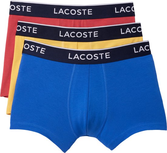 Lacoste Boxers Hommes Blauw/ Rouge Trunks 3-Pack - Taille L