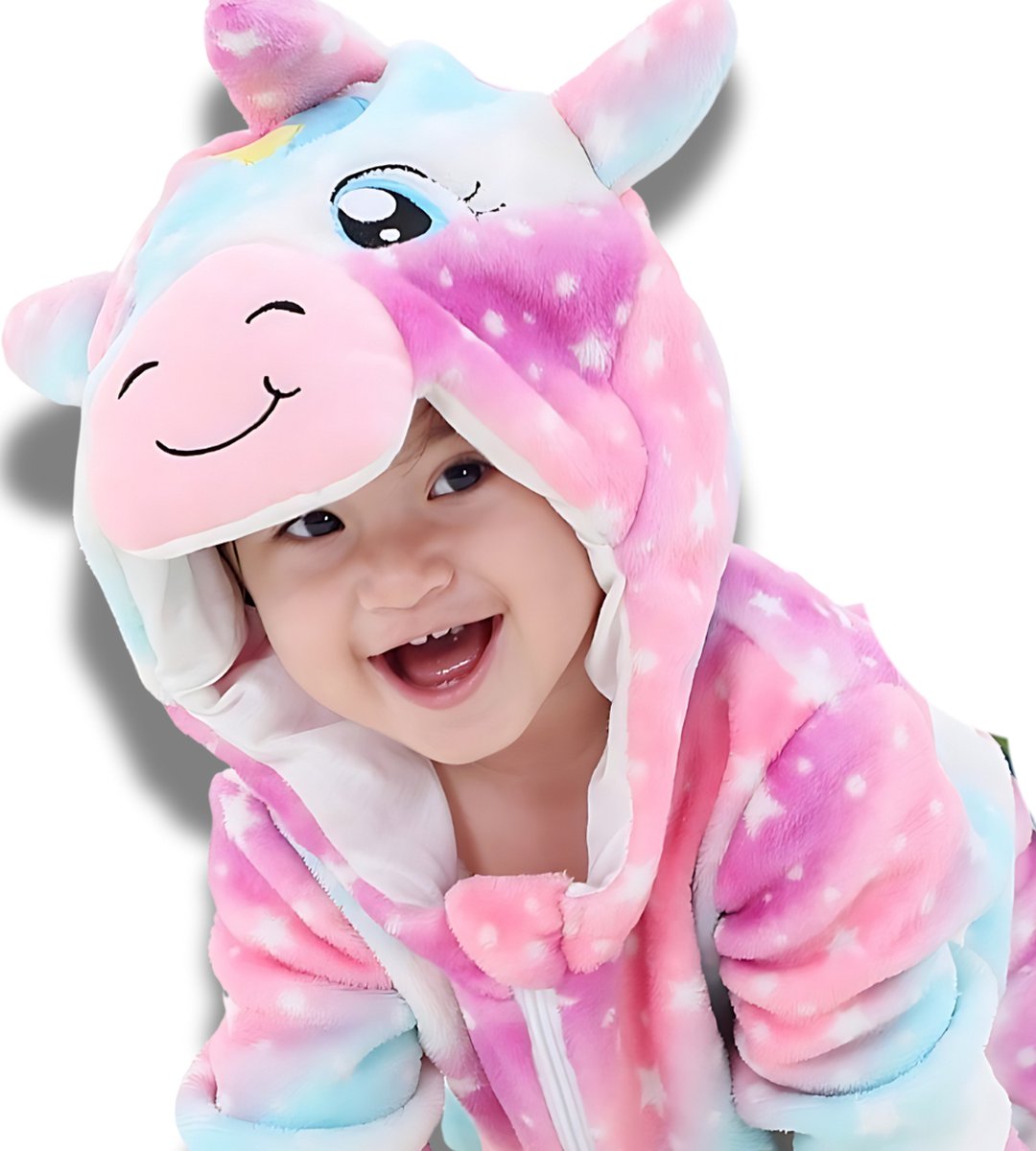 BoefieBoef Dieren Kleuter Onesie Peuter Pyjama Kinderen – Verkleedkleding met Luierrits – Carnaval Dierenpak - Kerst en Kraamcadeau - Zacht Flanel - Baby Romper - Boxpak - Jongens - Meisjes - Kruippak - Winterpak - Eenhoorn Unicorn Roze — afbeelding 7