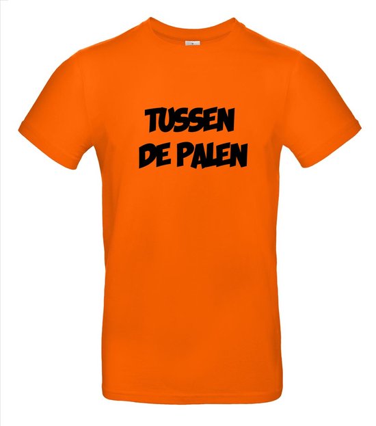 Tussen de palen T-shirt - 100% Katoen - Maat 2XL - Classic Fit - Oranje