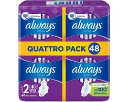 Always Maandverband Long Ultra Wings — 48 stuks