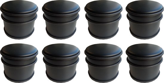 BRASQ Set van 8 Deurstoppers - Deurstopper Zwart met anti slip - 1,1 Kg Voor binnen en buiten - Deurbuffer ⌀9 x 7,5 cm