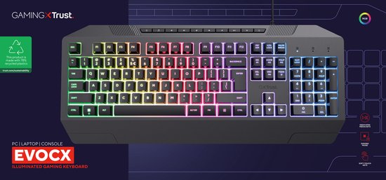 Clavier de Jeux Trust GXT 836 Evocx USB AZERTY Zwart