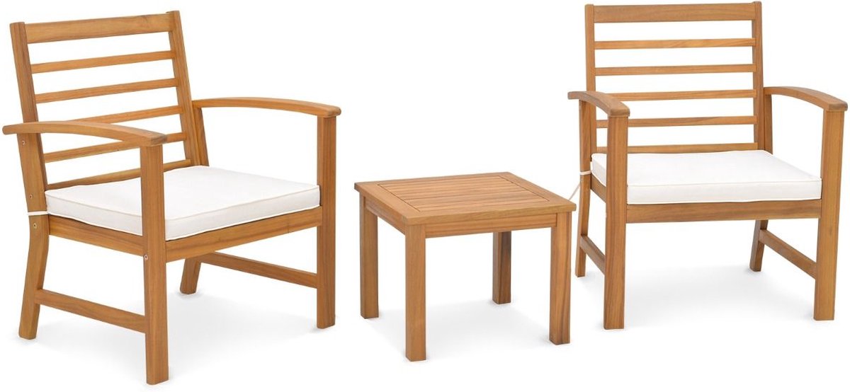 Balkonset 2 personen - Tuinset - Bistroset - Bruin - 3 delig - Tuintafel en 2 stoelen - 2 personen - Hout
