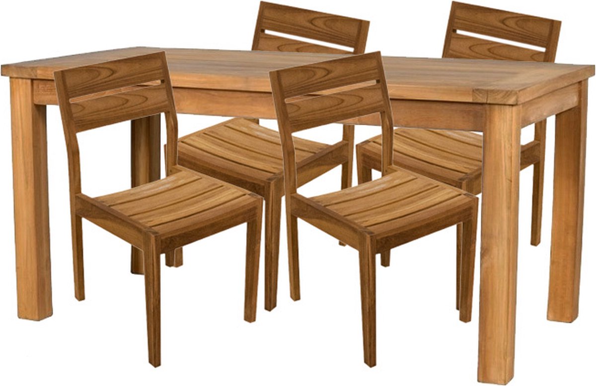 JoJo Living Tuinmeubelen - Tuinsets - Teakhouten tuinset Sumatra - Tuintafel - Met armleuning - Sumatra Tuinstoel