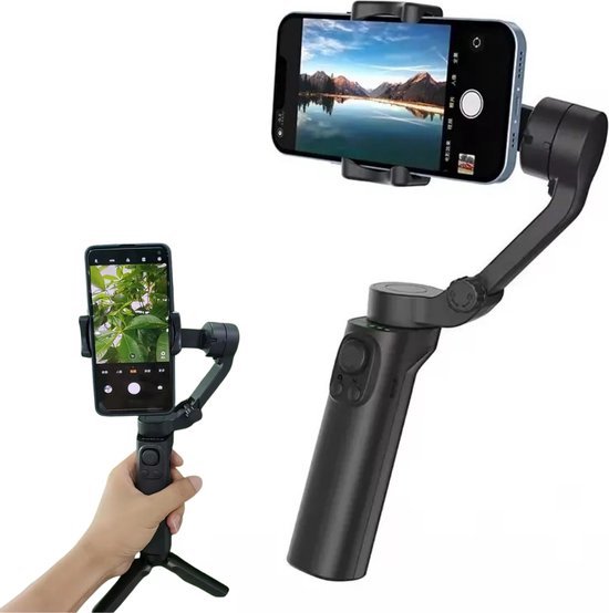 Foto: Smartphone stabilisator lichtgewicht smartphone gimbal stabilizer voor smartphones anti shake stabilisatie 3 assige gimbal geschikt voor bijna alle maten smartphones 2200 mah batterijduur 16 uur en gezichtsherkenning zwart