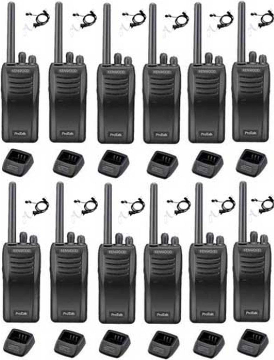 Set van 12 stuks Kenwood TK-3501 PMR446 met beveiliging oortje en tafelladers