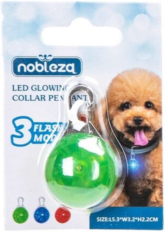 Foto: Nobleza honden halsbandhanger met verlichting groen led licht