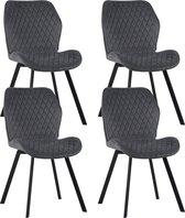 Colenis® - Chaise de salle à manger Rio - Set de 4 - Grijs - Velours - Velours - Industriel