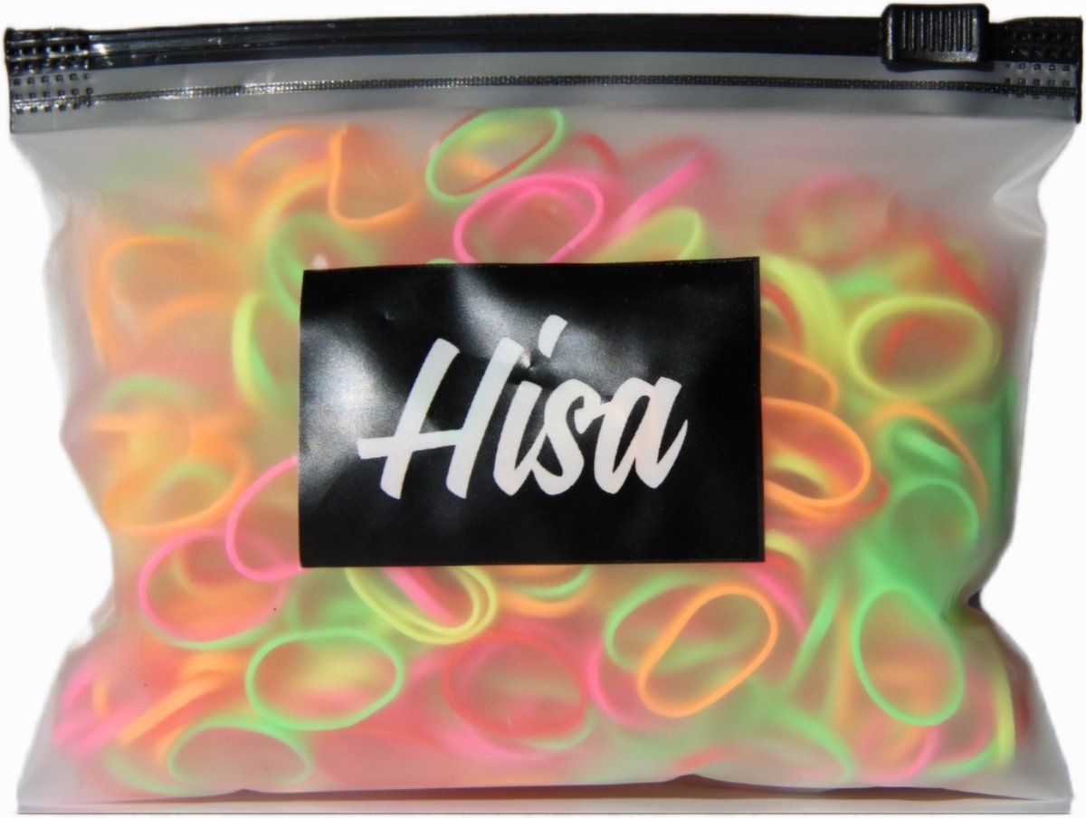 Hisa - Neon gekleurde mini haarelastiekjes - Elastiek - Elastisch - Elastiekje - Haar - Accessoires - Neon - ca 450 stuks - Diameter 16 mm - 1,6 cm