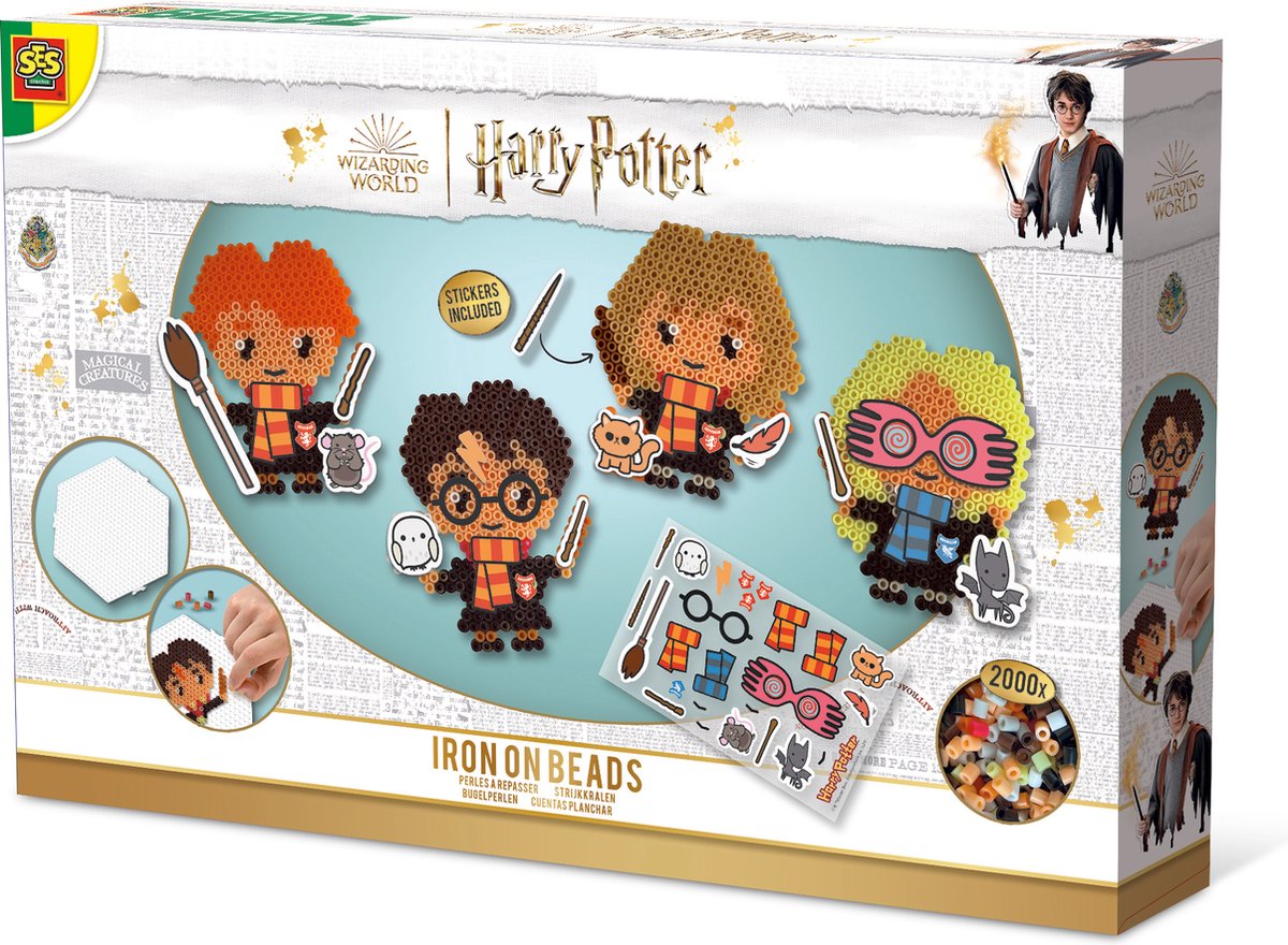 SES Beedz - Harry Potter - Strijkkralen set van 2000 strijkkralen incl. legbord en stickers - strijkparels