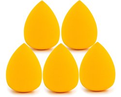 Intirilife Set van 5 Make Up Spons Ei Make-up Spons in Geel - Zachte Beauty Blender voor Foundation en Concealer Cosmetische Make Up Spons voor Crème en Liquid Foundation Powder