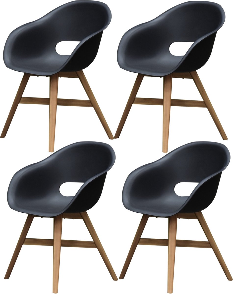 set van 4 Karlstad dining kuipstoel kunststof zwart