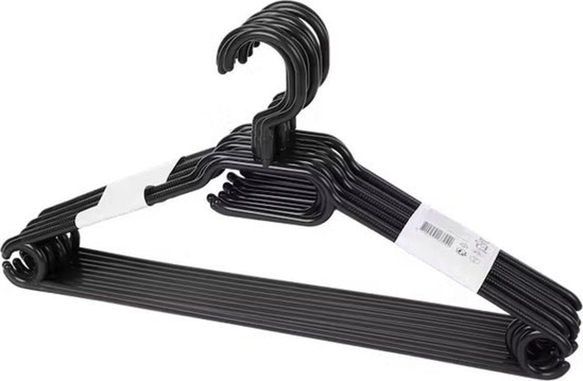 Kledinghangers set - 30 stuks - kunststof - zwart - kledingkast hangers