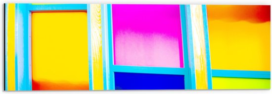 Dibond - Rechthoeken in Verschillende Vrolijke Kleuren - 60x20 cm Foto op Aluminium (Wanddecoratie van metaal)
