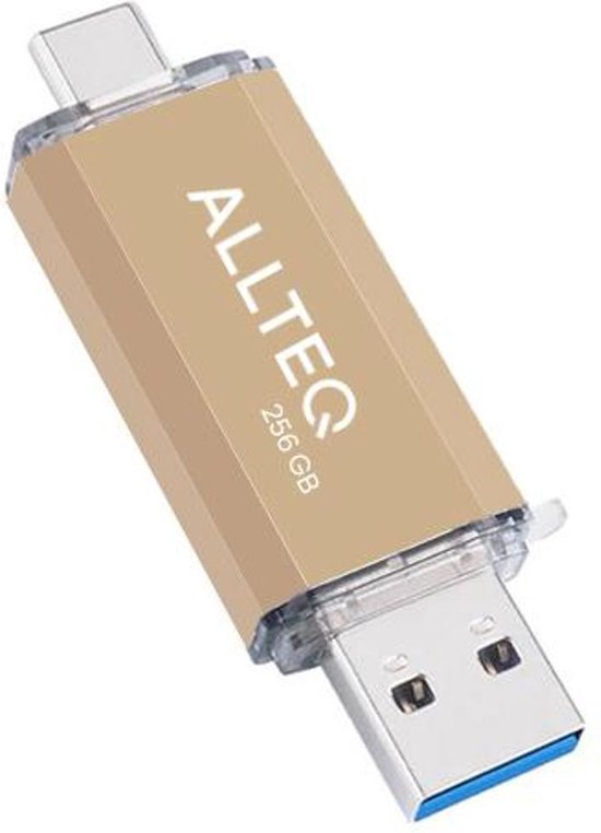 Clé USB, Dual USB, USB C, 256 Go, Or, Allteq