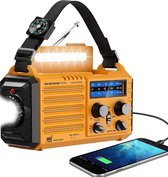 Multifunctioneel - Noodweer Radio met NOAA/AM/FM - Solar Handzwengel Radio - 5000mAh Oplaadbare Batterij - Draagbare Noodradio met LED Zaklamp - SOS Alarm voor Thuis of Noodgevallen - Geel