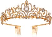 Betoverende Diadeem Kroon met Zijdelingse Kammen - Schitterend Accessoire voor Speciale Gelegenheden-goud
