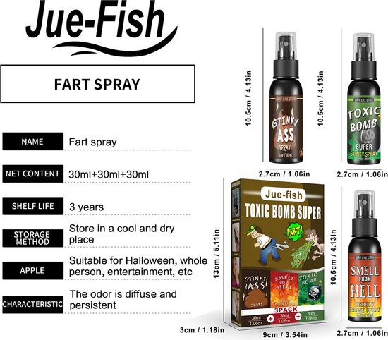 Déstockage de jouets ! 2022 JERDAR Fart Spray, Fart Spray Extra Strong, 30  ml Puissant Fart Spray, Stinky Fart Spray And Smell From Hell 
