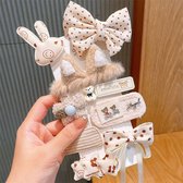Baby Haarspeldjes(konijn) set - 10 stuks - Beige - Haarclipjes - Haar Accessoires - Kinderen - Peuter - Meisjes - Gift - Cadeau