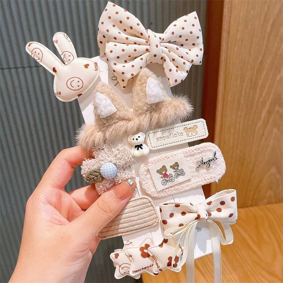 Baby Haarspeldjes(konijn) set - 10 stuks - Beige - Haarclipjes - Haar Accessoires - Kinderen - Peuter - Meisjes - Gift - Cadeau