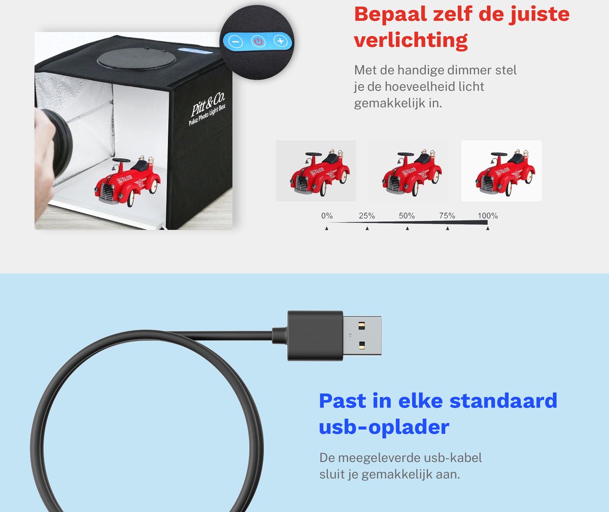 OBEST Fotostudio Lichtbox 40 Cm - Opvouwbaar Met LED Lampen, Achtergronden En Instelbare Helderheid